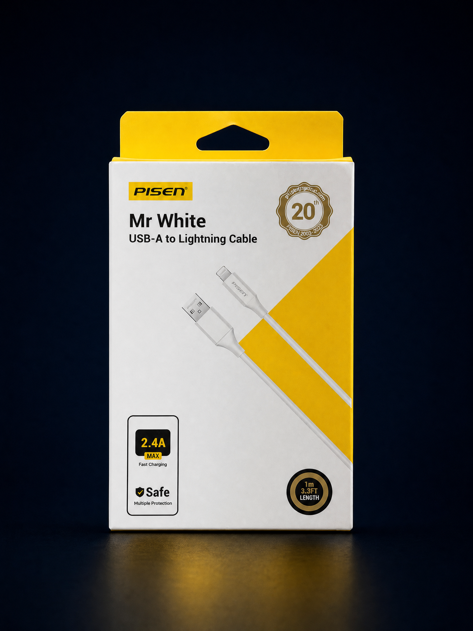 PISEN Mr White USB-A to Lightning Cable 1m product view 1