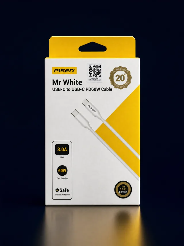 PISEN Mr White USB-C to USB-C Cable 60W 1.5m